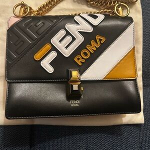 Authentic Fendi x Fila Black, White, Gold Crossbody Shoulder Bag Purse NWT